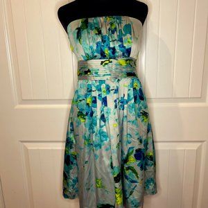 The Limited turquoise floral casual strapless dress - WORN ONCE
